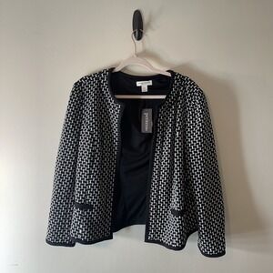 Christopher & Banks Petite Black And White Open Blazer Size P/XL NWT